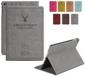 DuraSafe Cases iPad mini 4 7.9 Inch 2015 [ Mini 4th Gen ] A1538 A1550 MK6K2LL/A MK6J2LL/A MK6L2LL/A Folio Deer Pattern Protective Sleek & Classic Design Smart Cover - Gray