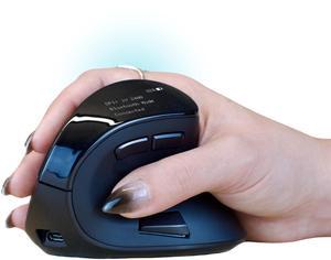 Ergodriven Om Handshake Vertical Mouse | Wireless Ergonomic Mouse | Rechargeable | Silent Click Micro-Force Switches | OLED Screen | Reduces Tension and Fatigue | Compatible with PC and Mac