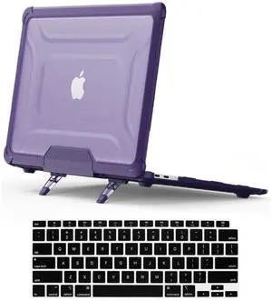 DTangLsm Compatible for MacBook Pro 14 inch Case 2024-2021 M4 M3 M2 M1 Pro/Max Chip A3112 A3185 A3401 A2918 A2992 A2779 A2442 Heavy Duty Rugged Hard Shell Case with TPU Bumper&Keyboard Cover, Purple