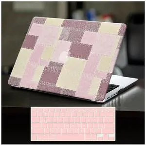 Compatible for MacBook Pro 14 inch Case 2024-2021 M4 M3 M2 M1 Pro/Max A3401 A3185 A3112 A2992 A2918 A2779 A2442, Checkered Leather Hard Shell Cover Gingham Case for Mac Book Pro 14+Keyboard Cover,Pink