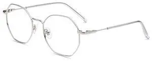 Firmoo Polygon Blue Light Blocking Glasses for Woman Men, Silver Blue Light Filter Computer Glasses Reduce Eyestrain Headache Metal Glasses