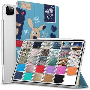 DuraSafe Cases for iPad PRO 12.9 Inch 2021 5th 2020 4th Gen [ Pro 12.9 5 4 ] A2378 A2461 A2379 MHNR3LL/A MHNT3LL/A MY3K2LL/A MY3J2LL/A Printed PC Dual Angle Stand Clear Flip Back Cover - Puppy Friend