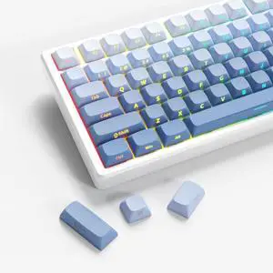 FLAMING SKOUL Side Printed Keycap Set - Gradient 136 Key, Double Shot Shine Through Custom Keycaps, Custom Keyboard Keycaps Set, OEM Cherry MX Mechanical Keyboard (Sky Blue)