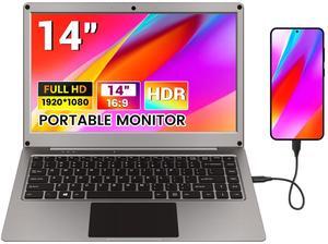 GrowCube Portable Monitor with Keyboard,14inch 1080P FHD Lapdock Compatible with Mini PC/Phone/PC/Game Console,CrowView Note with RPi5 & Jetson Adapters(Full Feature TypeC & HDMI Cable Included)