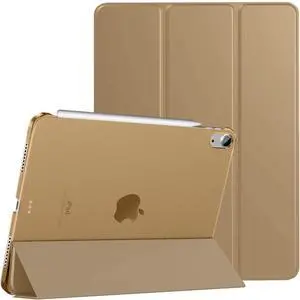 DuraSafe Cases for iPad PRO 11 Inch 1st [ PRO 11 2018 1 Gen ] A1980 A1934 A2013 A1979 Trifold Hard Smart PC Translucent Back Cover - Brass Golden