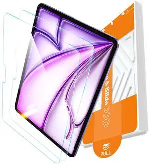 EZ-GLAZ-2 Pack for iPad Air 13 Inch M3 2025 & M2 2024 (7th/6th Generation) Screen Protector, 9H+ Hardness 12FT Military Grade Shatterproof Long Durable Tempered Glass Film with Flawless Fit Box