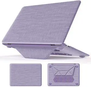 DTangLsm Fabric Case for MacBook Air 13 inch 2021 2020 2019 2018 M1 A2337 A2179 A1932 Touch ID, Protective Woven Fabric Textured Plastic Hard Shell Case with Foldable Stand & Keyboard Cover, Purple