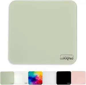 Glassboard Studio LuxxPad Glass Mouse Pad - Mouse Pad Gaming and Dry Erase Note Taking Pad, Tempered Strong Glass with Rubber Non-Slip Feet for Gaming & Work (Sage, 7.5" x 8")