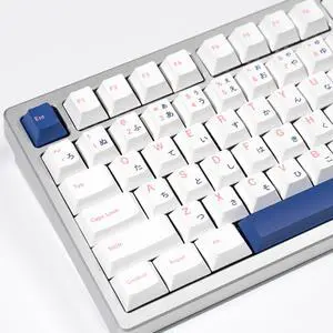 Gliging 135 Keys PBT Japanese Keycaps Cherry Profile DYE-Sub White Blue Theme Minimalist Style Suitable for Mechanical Keyboard