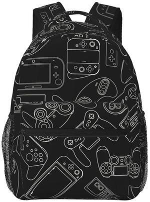 Fiokroo Video Game Controller Black Background Backpack School Bag For Students Teens Men Women Gaming Gadgets Laptop Backpacks Travel Daypack Bag With Multiple Pockets