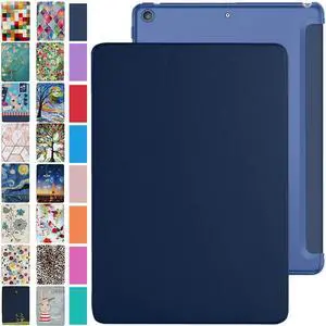 DuraSafe Cases for iPad 9.7 Inch Air 1st Generation [ Air 1 2013 ] A1474 A1475 A1476 MD785LL/B MD788LL/B MD786LL/B MD789LL/B Trifold PC Lightweight Smart PU Leather Hard Back Cover - Navy Blue