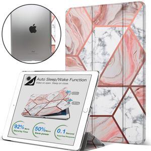 DuraSafe Cases for iPad PRO 11 Inch 1 Gen 2018 [ PRO 11 1st ] A1980 A1934 MU0T2LL/A MU0Y2LL/A MTXN2LL/A MTXP2LL/A Printed Slim Lightweight PC Dual Angle Stand Clear Flip Back Cover - Marble Pink