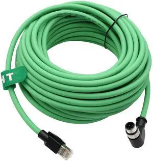 HangTon Ethernet Cable M12 4 Pin D-Code Right Angle to RJ45 for Industrial Automation Profinet EtherNet/IP Encoder Reader Vision Sensor Network 5M
