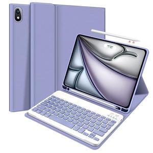 ABEIFAN iPad Air 6th Generation 11 inch 2024 Case with Keyboard - iPad Air 5th/4th Generation 10.9 inch Case with Detachable Wireless Keyboard and Pencil Holder Auto Wake/Sleep, Purple