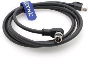 Eonvic Ethernet Cable M12 X-Type Right Angle 8 Position to RJ45 Waterproof Industrial Network High Flex Cable for Cognex