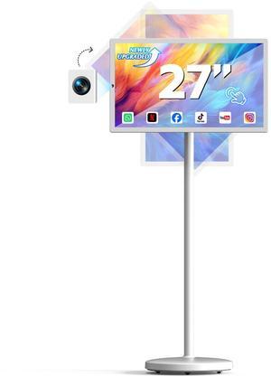 Eseesmart 27-Inch Portable TV on Wheels, 1080P Portable Monitor Touchscreen, 8G RAM+128G Storage, 8-core CPU Qualcomm, Built-in Battery- Last for 8-10H, 13MP HD Build-in Camera, Android 13 OS