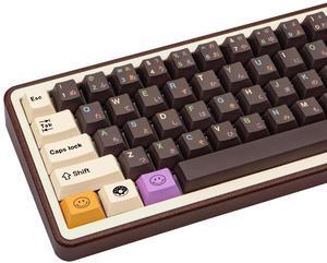 GEKUCAP Japanese Keycaps 129 Keys Chocolate PBT Keycap Dye Sub Cherry Profile Keycaps Donut Theme Custom Key caps Set Fit for 61/64/87/104/108 Mechanical Keyboards Cherry Mx Gateron Switches