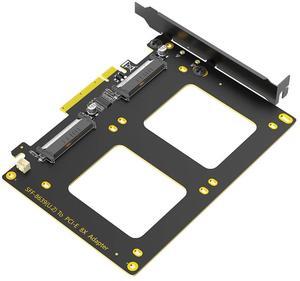 Dual U.2 SSD to PCIe 4.0 X8 Adapter, Support 2 x U.2 SSD or Soft Raid, Without PCI-e Splitter Function (PCIe Bifurcation Motherboard is Required)