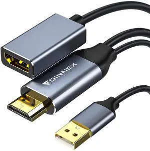 FOINNEX Aluminum HDMI to DisplayPort Cable Adapter (Black 15cm)