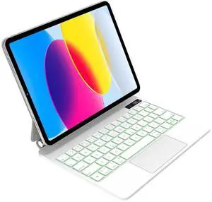 Emoonland Keyboard Case for iPad 10th Generation - Magic Keyboard with Trackpad, Backlit, Compatible with iPad 10.9 inch 10th Generation Case with Keyboard (White, for ipad 10th gen 10.9-inch)