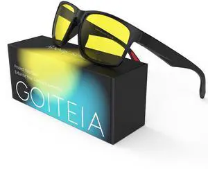 Goiteia Yellow Blue Light Gaming Glasses for Men,Yellow Computer Glasses for Long Hours of Gaming Without Eye Strain&Blurry