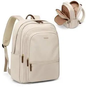 GOLF SUPAGS Backpack for Women Work College Travel Laptop Backpacks Multi-Functional Casual Daypack Teacher Nurse Everyday Bags Fits 15.6 Inch Notebook (Apricot)
