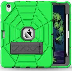 Grifobes for iPad Air 11 inch (M3/M2) 2025/2024, iPad Air 5th/4th Generation Case 2022/2020 10.9", Heavy Duty Protective Cover with Pen Holder Stand for i Pad Air 6th 5 4 Kids Boys (Green)
