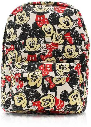 Mickey Minnie Canvas Backpack Casual Daypack with 15 in Laptop Storage Compartment