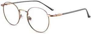 Firmoo Round Blue Light Blocking Glasses for Computer Use, Classic Round Eyeglasses Frames for Women/Men, Bronze