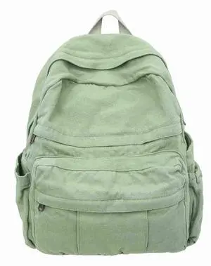 GAMLFL Sage Green Canvas Backpack for Women Retro Aesthetic Rucksack Basic Backpack for High School/College Students Travel Laptop Bag