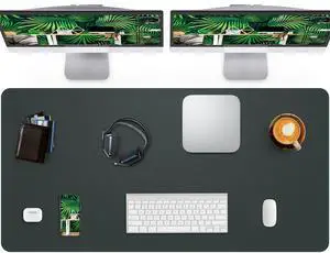 Extra Large Desk Mat, Desk Mouse Pad,Waterproof PU Leather Desk Protector, Large Desk Blotter, Easy Clean Laptop Desk Writing Mat for Office/Work/Home/Decor(Dark Green, 55" x 24")