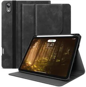 H HOLIMET Case for 2024 iPad Mini 7/6 with Pencil Holder Pocket with Soft TPU Back Cover for iPad Mini 6th/7th Generation (Fits Model #'s A2567, A2568, A2569, A2993, A2995, A2996), Vegan Leather