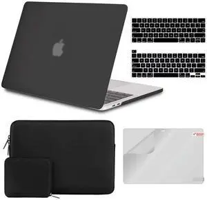 iCasso Compatible with MacBook Pro 13 inch Case A2338 M2/M1/A2289/A2251/A2159/A1989/A1706/A1708,Hard Shell Case,Sleeve,Screen Protector,Keyboard Cover with Small Bag - Black
