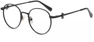 Firmoo Blue Light Blocking Glasses for Woman, Black Retro Round Metal Frame Anti Eyestrain UV400 Computer Gaming Glasses Bow165