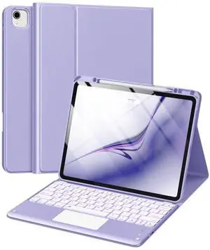 Harvopu for iPad Air 13 Inch & Pro 12.9 Case with Keyboard - Multi-Touch Trackpad, 7 Colors Backlit, Detachable Folio Keyboard Cover for iPad Pro 12.9 (6th, 5th, 4th, 3rd gen), Air 13 M3/M2 (Purple)