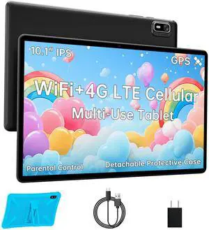 HAOVM Tablet 10 inch Android 14, 4G SIM Unlocked, Kid Tablet with SIM Card Slot, IPS Touch Screen, 2.0GHz Fast Processor, 3GB+32GB+TF Expand,2.4G/5GHz WiFi,8MP Camera, GPS, with Blue case