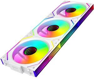 ICOLER PC Fan JM-V2 120 White Edition Infinity Mirror Module Daisy-Chain ARGB PWM Case Fans 120mm Reverse Fan Triple Pack Suitable for Computer Case & CPU Cooling