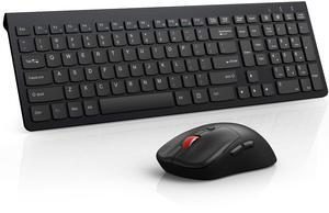 Wireless Keyboard and Mouse Combo,Quiet Click,Full Size Design with Number Pad,Ergonomic Mouse with 5 DPI,Sleep Mode-2.4G Silent Portable Cordless Combo for Laptop/PC/Computer/Mac(Black)