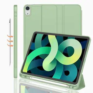iMieet iPad Air 11 Inch Case M3(2025) / M2 (2024), iPad Air 5th/4th Generation Case 2022/2020 10.9 Inch with Pencil Holder,Trifold Stand Smart Case with Soft TPU Back(Matcha Green)