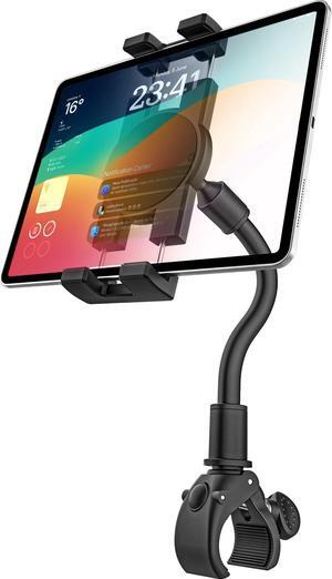 GDZN Gooseneck Treadmill Tablet Holder, iPad Clamp Mount for Bike, Handlebar, Spin Bike, Stroller, Wheelchair, Mic Stand, Indoor Cycling, Compatible with 4.7-13" Tablets and Phones