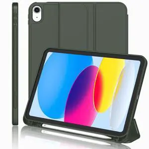 iMieet iPad (A16) Case 11th Gen/iPad 10th Generation Case [11-Inch 2025/10.9 Inch 2022] with Pencil Holder, Trifold Stand Smart Cover with Soft TPU Back,Auto Wake/Sleep(Dark Green)