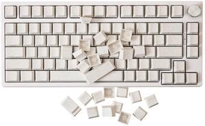 GK GAMAKAY 131 Keys Side Printed White Keycap Set, Shine Through Custom Keycaps, PBT Original Cherry Profile Keycap for 61/64/68/75/81/87/104/108 Layout Mechanical Gaming Keyboard (White-Grain)