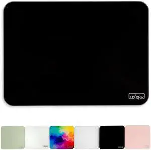 Glassboard Studio LuxxPad Glass Mouse Pad - Mouse Pad Gaming and Dry Erase Note Taking Pad, Tempered Strong Glass with Rubber Non-Slip Feet for Gaming & Work (Black, 10" x 14")