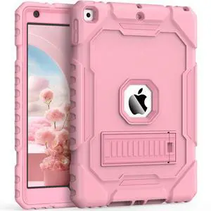 Grifobes Case for iPad 9th/8th/7th Generation 10.2 Inch (2021/2020/2019), Kick Stand Heavy Duty Shockproof Rugged Protective 10.2" Cover for iPad 9 8 7 Gen for Kids Girls Women (Rose Gold)