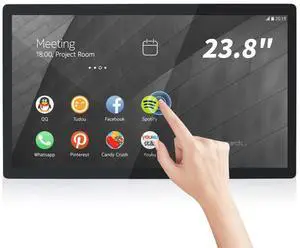 TouchWo 23.8 inch Android 12 Touchscreen Monitor Tablet, 16:9 FHD 1080P, WiFi & BT, Built-in Speakers, RK3588 4GB RAM & 64GB ROM, Smart Board for Classroom, Meeting & Game