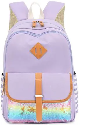 H HIKKER-LINK Sequin Fashion Backpack Laptop Backpack Stylish College Shoulder Bag Daypack Rucksack Purple