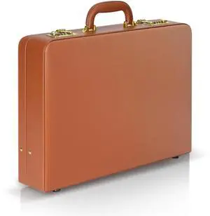 Briefcases for Men, Professional Leather Briefcase with Lock, Hard Shell Business Brief Case, Durable Executive Attache Case for Laptop Documents, Mens Hard Briefcase for Work Office Travel, Brown