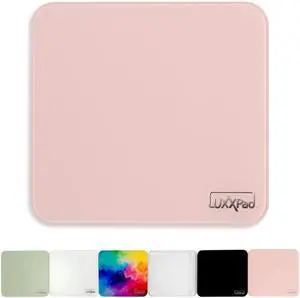 Glassboard Studio LuxxPad Glass Mouse Pad - Mouse Pad Gaming and Dry Erase Note Taking Pad, Tempered Strong Glass with Rubber Non-Slip Feet for Gaming & Work (Blush Pink, 7.5" x 8")