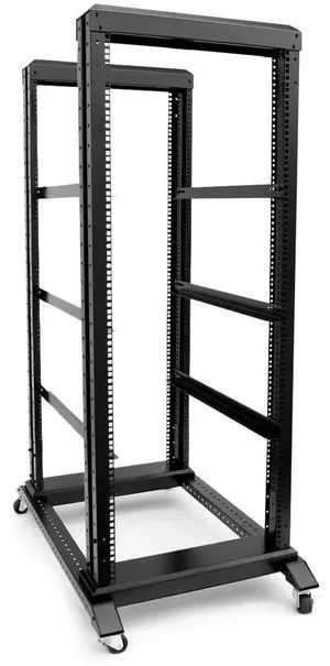 27U Server Rack/4-Post 19in Network Rack/Open Frame Rack with Wheels, Heavy-Duty Frame Cabinet/Adjustable Depth 29.75-27.75in GLOBALRACK(4POST-1000-27U)