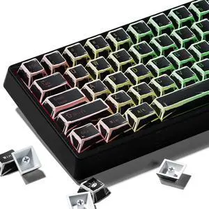 GMKWTL XVX Black Translucent Keycaps,PBT Keycap Set Cherry Profile,Dye Sublimation Graffiti Keyboard Keycaps Suitable for 60% 65% 75% 80% 100% MX Switches Mechanical Keyboard